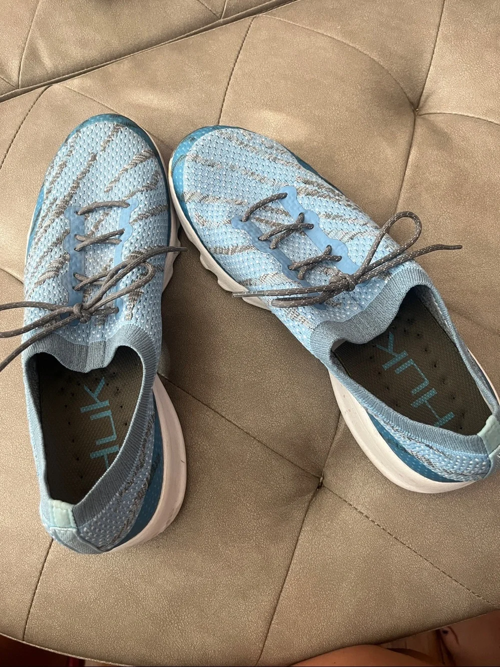Huk Sky Blue and Gray Knit Men’s Slip-On Athletic Shoes